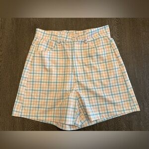 NWOT CIDER ORANGE AND BLUE GINGHAM SHORTS - Size Small SKU:104